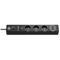 Parasurtenseur BRENNENSTUHL 3 PRISES NOIR 2xUSB 2M H05VV-F 3G1.5