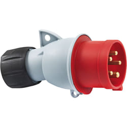 Fiche industrielle mobile rouge 3P+T - 32A/415V - IP44 Sans clapet - 4 pôles