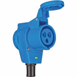 Prise de courant double avec clapet CEE/type E - IP44 - Bleu
