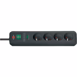 Multiprise Eco-Line de courant avec interrupteur et parasurtenseur 13500A - 1,4m H05VV-F 3G1,5 4 prises - Noir
