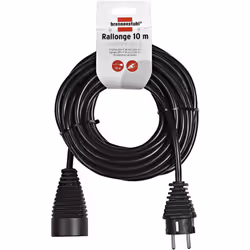 Rallonge électrique prolongateur d'intérieur - IP20 Noir - 10m - H05VV-F 3G1,5