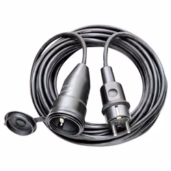 Prolongateur muni d'une fiche et d'une prise 2P+T -16 A/230 V~. Idéale pour alimenter certaines machines à fiche sortante : b ...