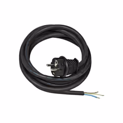 Rallonge électrique: Longueur: 5 mètres Couleur: noir Une fiche: mâle 2P+T 16A/230V~ Extrémité dégainée: Fils dénudés munis d ...