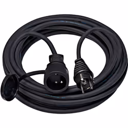 Rallonge électrique prolongateur PRO avec prise à clapet - IP44 Noir 5m - H07RN-F 3G1,5