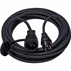 Rallonge électrique prolongateur PRO avec prise à clapet - IP44 Noir 5m - H07RN-F 3G2,5