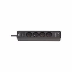 Multiprise Ecolor 4 prises avec interrupteur et 2 ports USB 5V DC 2,1A - 1,5m H05VV-F 3G1,0 ROUGE