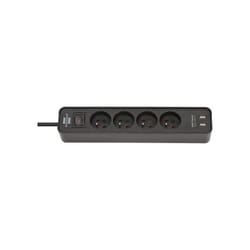 Brennenstuhl - Multiprise Ecolor 4 prises avec interrupteur et 2 ports usb 5V dc 2,1A - 1,5m H05VV-F 3G1,0 rouge