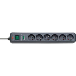 Brennenstuhl - Multiprise eco-line avec interrupteur et parasurtenseur 13500A - 1,4m H05VV-F 3G1,5 6 prises