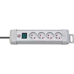 Brennenstuhl - Multiprise Premium Plus avec interrupteur à voyant lumineux - H05VV-F 3G1,5 4 prises / 1,80m - Gris