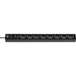 Brennenstuhl - Multiprise de courant avec parasurtenseur hugo 2m de câble H05VV-F 3G1,5 8 prises - Noir