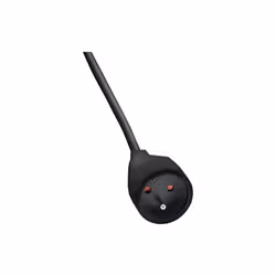 Rallonge électrique prolongateur avec fiche plate - IP20 NOIR - 2m - H05VV-F 3G1,5