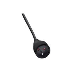 Rallonge électrique prolongateur avec fiche plate - IP20 NOIR - 2m - H05VV-F 3G1,5