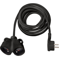 Brennenstuhl - Rallonge électrique prolongateur avec fiche plate et prise double - IP20 noir - 2m - H05VV-F 3G1,5