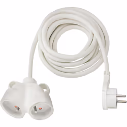 Rallonge électrique prolongateur avec fiche plate et prise double - IP20 BLANC - 2m - H05VV-F 3G1,5