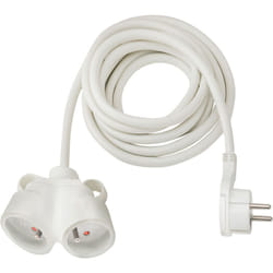 Brennenstuhl - Rallonge électrique prolongateur avec fiche plate et prise double - IP20 blanc - 2m - H05VV-F 3G1,5