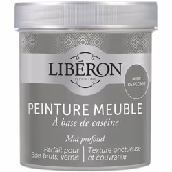 Icône de la peinture meuble bois et de la finition décorative, la peinture meuble à base de caséine Libéron s’appuie sur une ...