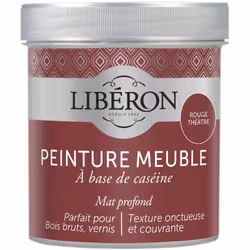 Icône de la peinture meuble bois et de la finition décorative, la peinture meuble à base de caséine Libéron s’appuie sur une ...