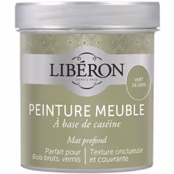 Icône de la peinture meuble bois et de la finition décorative, la peinture meuble à base de caséine Libéron s’appuie sur une  ...