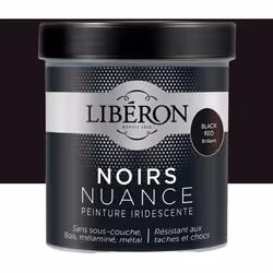 La Peinture LIBÉRON Noirs Nuance Black Red brillant habillent de sublimes tonalités noires vos meubles, objets et boiseries.  ...