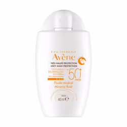 Avene Fluide minéral SPF 50+ 40 ml, Lait de protection solaire, Visage, Bouteille, Hydratant, Protection, Apaisant, Peau déli ...