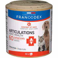 Articulations. Pour Chiens et Chats. Boîte de 60 comprimés. Chondroprotecteurs : glucosamine et chondroïtine. Soutien de la m ...