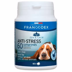 Comprimés Anti-Stress Décontractants 60 comprimés pour chiens Contient du L-tryptophane Effet calmant à long terme, sans effe ...