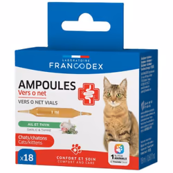 Ampoules Vers O Net 18 x 1 ml pour Chats et chatons Extraits de plantes : Contient des extraits de plantes tels que l'ail et  ...