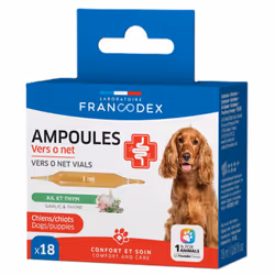 Ampoules Vers O Net 18 x 1 ml pour chiots et chiens Extraits de plantes : Extraits d'ail et de thym pour un soutien optimal.  ...