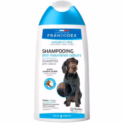 Un shampooing Anti-Mauvaises odeurs. 205 ML. Pour Chiens. Shampoing enrichi en vitamine F Effet longue durée PH neutre. Un sh ...