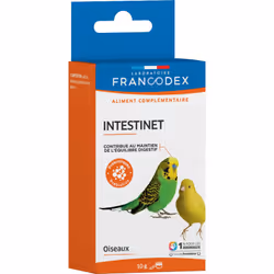 Intestinet 10 g pour oiseaux Praticité d'utilisation (cuillère-doseuse) Bêta glucanes et mannanes oligosaccharides : stimule  ...