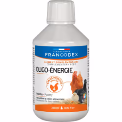 Oligo- Énergie rééquilibre la ration alimentaire basse cour flacon de 250 ml permet le traitements de 4 poules pendant 6 mois ...
