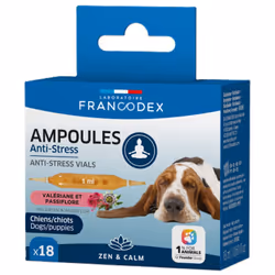 Ampoules Anti-Stress 18 x 1 ml Pour Chiots et Chiens Les animaux sont confrontés à de nombreuses situations inhabituelles et  ...
