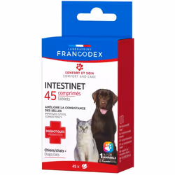Intestinet 45 Comprimés Pour Chiens et Chats Prébiotiques : Renforce la flore intestinale Pectine, Kaolin et Poudre de Courge ...