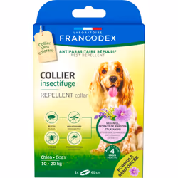Collier Insectifuge 60 cm pour Chiens de 10 kg à 20 kg formule renforcée Pour Chiens de 10 kg à 20 kg des solutions sans inse ...