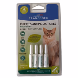 4 Pipettes Insectifuges pour Chats plus de 2 kg formule renforcée - Francodex