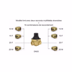 Certification NF et conformité sanitaire ACS Corps bronze et composite, siège inox, membrane guidée Pression amont maxi = 25b ...