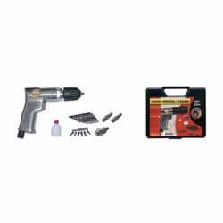 Coffret perceuse-visseuse-devisseuse pneumatique avec forets et embouts - Kit perceuse / visseuse / dévisseuse pneumatique +  ...