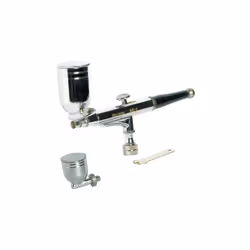 Mecafer – Aérographe AG1 - Aérographe double action - Buse de 0,3 mm - 2 godets de 7 et 15cc - Sortie 1/8"M avec adaptateur p ...