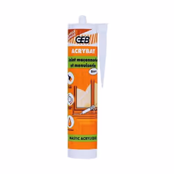 Acrybat BT Pierre : mastic acrylique d'étanchéité GEB - 107056 Maçonnerie et menuiserie Cartouche de 310 ml Fonctionnalité :  ...