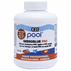 Présentation GEBSOBLUE Pro colle spéciale piscine Collage instantané 500 ml Colle pour assemblage d’éléments de canalisation ...