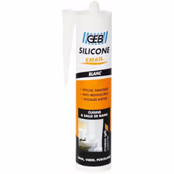 Mastic silicone anti-moisissures pour l'étanchéité des appareils sanitaires. 100 % silicone type acétoxy Excellente adhérence ...