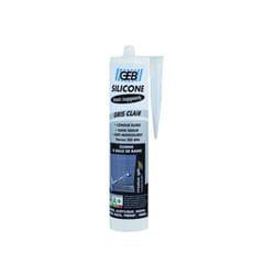 GEB - Mastic silicone tous supports - 280 ml - gris