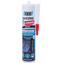 Mastic silicone acétique 60 minutes chrono blanc cartouche 280ml - GEB