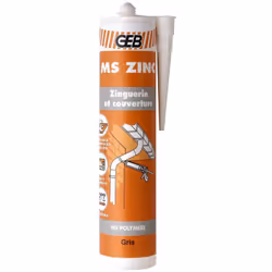Mastic-colle pour zinguerie et couverture. MS polymère réticulant au contact de l'humidité ambiante. Joint de raccordement et ...