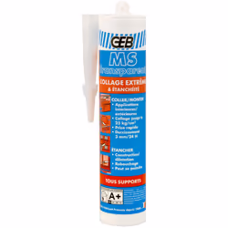 Mastic/colle MS-Polymère GEB MS cartouche 280ml-transparent Multi usages pour tous les travaux de collage et d'étanchéité en  ...