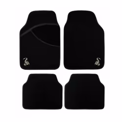 #Description# Ensemble de 4 tapis de sol pour voiture en moquette avec le logo de deux scorpion couleur doré sur les tapis co ...