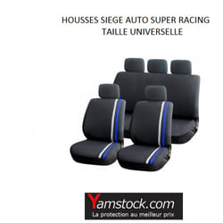 Peraline - Housses pour sièges de voiture bleu/noir super racing compatible airbag