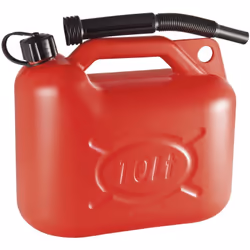 Jerrycans en plastique 10 litres. Très utile pour avoir une réserve d'eau sous la main.
