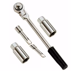 Clé à bougie - PERALINE - 16/21 mm - Cliquet articulé - Acier - 240 mm de longueur