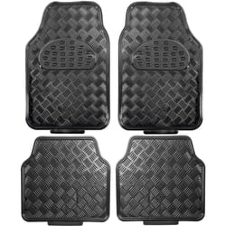 Peraline - Tapis voiture pvc noir 4 pièces motif alu